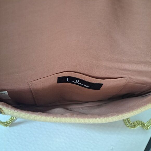 Lulus Women's Floral Coral Gold Multi Clutch Shoulder Chain Bag Party Cocktail - Picture 7 of 8